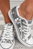 Floral Womens Canvas Shoes Lace up Casual Sneakers for Walking
