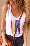 LC2566532-1-S, LC2566532-1-M, LC2566532-1-L, LC2566532-1-XL, LC2566532-1-2XL, White Women's Vintage Rainbow Flag Print Workout Tank Top LGBTQ Gifts