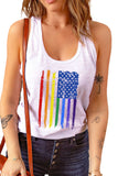 LC2566532-1-S, LC2566532-1-M, LC2566532-1-L, LC2566532-1-XL, LC2566532-1-2XL, White Women's Vintage Rainbow Flag Print Workout Tank Top LGBTQ Gifts
