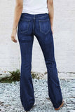 Blue High Waisted Elastic Waist Flare Jeans Bell Bottom for Women LC78866-5