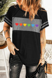 Pride T Shirt LGBT Rainbow Heart Print Striped Short Sleeve Shirt Top
