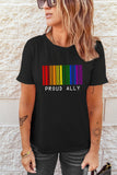 LC25216371-2-S, LC25216371-2-M, LC25216371-2-L, LC25216371-2-XL, LC25216371-2-2XL, Black Proud Ally Rainbow Bar Code Print T Shirt LGBT Equality Casual Summer Shirt