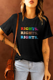 LC25216437-2-S, LC25216437-2-M, LC25216437-2-L, LC25216437-2-XL, LC25216437-2-2XL, Black Rainbow Pride T Shirt Womens LGBT Rights Print Short Sleeve Tee Shirt