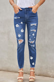 Blue Casual Floral Skull Print Jean For Women LC787685-5