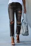 Black Casual Floral Skull Print Jean For Women LC787685-2