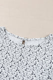 LC25114337-2-S, LC25114337-2-M, LC25114337-2-L, LC25114337-2-XL, LC25114337-2-2XL, Black Women's Puff Sleeve T-Shirts Casual Floral Smocked Blouse