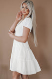 White White Ruffle Dress Smocked Flowy Mini Dress for Women LC2210934-1