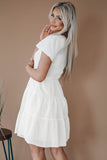 White White Ruffle Dress Smocked Flowy Mini Dress for Women LC2210934-1