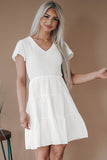 White White Ruffle Dress Smocked Flowy Mini Dress for Women LC2210934-1