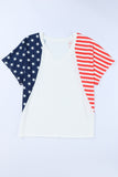 White 4th of July Shirts for Women V Neck US Stars and Stripes Tee LC25215200-1