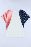 White 4th of July Shirts for Women V Neck US Stars and Stripes Tee LC25215200-1