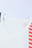 White 4th of July Shirts for Women V Neck US Stars and Stripes Tee LC25215200-1