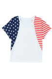 White 4th of July Shirts for Women V Neck US Stars and Stripes Tee LC25215200-1