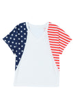 White 4th of July Shirts for Women V Neck US Stars and Stripes Tee LC25215200-1