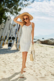 White White Sweater Dress Knit Summer Beach Mini Dress LC6110903-1