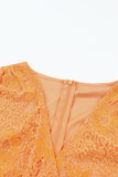 orange White Mini Dress Wrap V Neck Floral Lace Short Dress LC224799-7