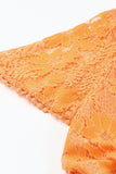 orange White Mini Dress Wrap V Neck Floral Lace Short Dress LC224799-7