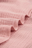 LC25112185-10-S, LC25112185-10-M, LC25112185-10-L, LC25112185-10-XL, LC25112185-10-2XL, Pink Women's Casual Short Sleeve T Shirts V Neck Chest Pocket Knit Blouse Top