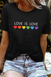 LC25216652-2-S, LC25216652-2-M, LC25216652-2-L, LC25216652-2-XL, LC25216652-2-2XL, Black Love is Love Women's Rainbow Graphic Tees Crew Neck Gay Pride Shirts