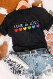 LC25216652-2-S, LC25216652-2-M, LC25216652-2-L, LC25216652-2-XL, LC25216652-2-2XL, Black Love is Love Women's Rainbow Graphic Tees Crew Neck Gay Pride Shirts