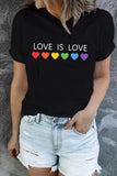 LC25216652-2-S, LC25216652-2-M, LC25216652-2-L, LC25216652-2-XL, LC25216652-2-2XL, Black Love is Love Women's Rainbow Graphic Tees Crew Neck Gay Pride Shirts