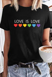 LC25216652-2-S, LC25216652-2-M, LC25216652-2-L, LC25216652-2-XL, LC25216652-2-2XL, Black Love is Love Women's Rainbow Graphic Tees Crew Neck Gay Pride Shirts