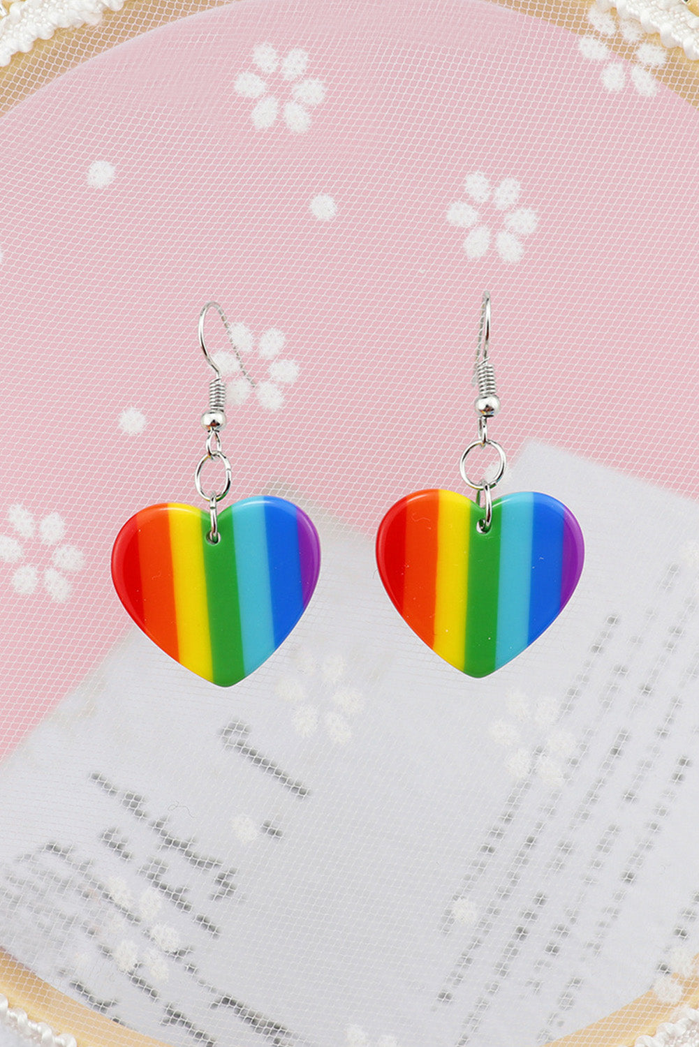 BH011017-22, Multicolor Heart Rainbow Earrings for Women Dangle Earrings Lesbian LGBT Pride Gifts