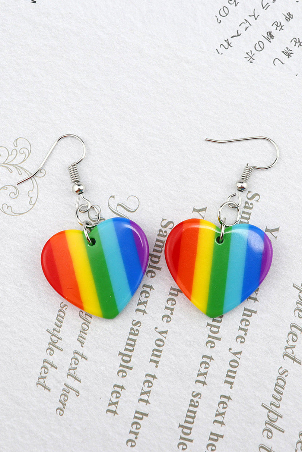 BH011017-22, Multicolor Heart Rainbow Earrings for Women Dangle Earrings Lesbian LGBT Pride Gifts