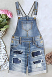 LC784560-4-S, LC784560-4-M, LC784560-4-L, LC784560-4-XL, LC784560-4-2XL, Sky Blue Women's Ripped Short Casual Overalls Bib Overalls Shorts Romper