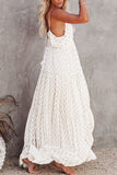 Beige Beige White Flowy Dress Print Tiered Ruffled V Neck Slip Maxi Dress LC619120-15