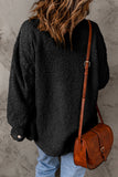 Black Women's Flap Pockets Long Sleeve Warm Teddy Coat LC854089-2