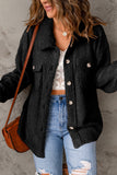 Black Women's Flap Pockets Long Sleeve Warm Teddy Coat LC854089-2