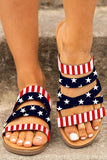 Women's USA Flag Print Casual Summer Slip On Slide Shoes Criss Cross Beach Slippers
