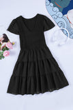 Black White Ruffle Dress Smocked Flowy Mini Dress for Women LC2210934-2