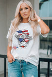 White American Flag Cow Head Graphic Printed Short Sleeve T Shirt LC25217037-1