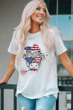 White American Flag Cow Head Graphic Printed Short Sleeve T Shirt LC25217037-1