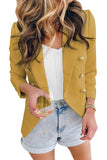 LC852062-7-S, LC852062-7-M, LC852062-7-L, LC852062-7-XL, LC852062-7-2XL, Yellow Double Breasted Casual Blazer Draped Open Front Cardigans Jacket Work Suit