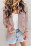 LC852062-10-S, LC852062-10-M, LC852062-10-L, LC852062-10-XL, LC852062-10-2XL, Pink Double Breasted Casual Blazer Draped Open Front Cardigans Jacket Work Suit