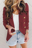 LC852062-3-S, LC852062-3-M, LC852062-3-L, LC852062-3-XL, LC852062-3-2XL, Red Double Breasted Casual Blazer Draped Open Front Cardigans Jacket Work Suit