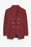 LC852062-3-S, LC852062-3-M, LC852062-3-L, LC852062-3-XL, LC852062-3-2XL, Red Double Breasted Casual Blazer Draped Open Front Cardigans Jacket Work Suit