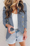 LC852062-4-S, LC852062-4-M, LC852062-4-L, LC852062-4-XL, LC852062-4-2XL, Sky Blue Double Breasted Casual Blazer Draped Open Front Cardigans Jacket Work Suit
