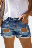 Sky Blue Women's Ripped Raw Hem High Waisted Distressed Summer Denim Shorts LC783970-4