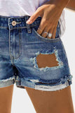 Sky Blue Women's Ripped Raw Hem High Waisted Distressed Summer Denim Shorts LC783970-4