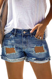 Sky Blue Women's Ripped Raw Hem High Waisted Distressed Summer Denim Shorts LC783970-4