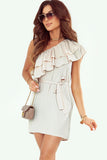 Apricot Womens One Shoulder Ruffles Summer Mini Dress LC2211338-18