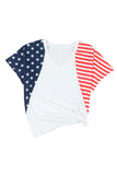 White 4th of July Shirts for Women V Neck US Stars and Stripes Tee LC25215200-1