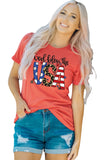Red American USA T Shirts God Blessed The USA Flag Graphic Print Tee Shirts Top LC25217146-3