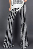 LC77253-11-S, LC77253-11-M, LC77253-11-L, LC77253-11-XL, LC77253-11-2XL, Gray Sequin Stripe High Waist Flare Pants