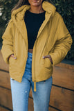 LC856045-7-S, LC856045-7-M, LC856045-7-L, LC856045-7-XL, LC856045-7-2XL, Yellow Winter Coats for Women Outdoor Zipper Hooded Coat Outwear with Pockets