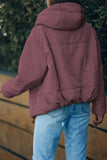LC856045-8-S, LC856045-8-M, LC856045-8-L, LC856045-8-XL, LC856045-8-2XL, Purple Winter Coats for Women Outdoor Zipper Hooded Coat Outwear with Pockets